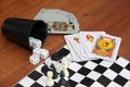 Variety table games on wooden background