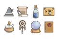 Variety of tarot cards icon set