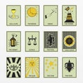 Variety of tarot cards set