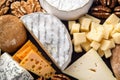 variety of texture detail in close-up shots of different cheese types