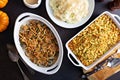 Variety of Thanksgiving sides on the table Royalty Free Stock Photo