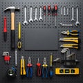 A Variety of Tools Arranged on a Pegboard for Organization Royalty Free Stock Photo