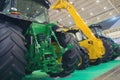 Variety of tractors lined up at the exhibition Royalty Free Stock Photo