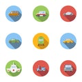 Variety of transport icons set, flat style