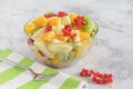 Variety Tropical Fruit and Berry Salad Glass Bowl Royalty Free Stock Photo