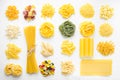 Variety of types and shapes of Italian pasta Royalty Free Stock Photo