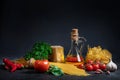 Variety of types and shapes of Italian pasta Royalty Free Stock Photo