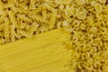 Variety of types and shapes of raw italian pasta Royalty Free Stock Photo