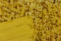 Variety of types and shapes of raw italian pasta. Close-up Royalty Free Stock Photo