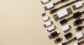 A variety of USB connectors and adapters are neatly arranged on a beige surface. Royalty Free Stock Photo