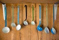 Variety of vintage enamel kitchen spoon