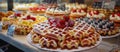 Assorted Waffles and Pastries Display in Store Royalty Free Stock Photo