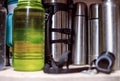 A Variety of Water Bottles on a Shelf Royalty Free Stock Photo