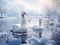 Winter waterside birds Made With Generative AI illustration