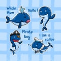 Variety of whale stickers set