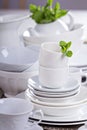Variety of white dinnerware Royalty Free Stock Photo