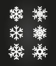 Variety of white snowflakes set