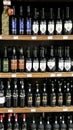 Variety of wines in dark glass bottles Royalty Free Stock Photo