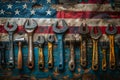 Assorted Wrenches Hanging on Wall Generative AI Royalty Free Stock Photo