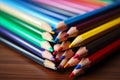 Variety of Writing Instruments. Pens, Pencils, Rollerball Pens, and Colorful Markers Arranged Professionally on a Table