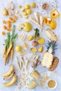 Variety of yellow toned fresh produce Royalty Free Stock Photo