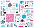 Various abstract vector memphis design element set Royalty Free Stock Photo