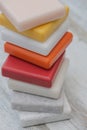 Colourful solid surface samples. Close up view