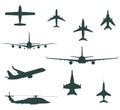 Various Aircraft Plane Helicopter Icons Vetor Illustration