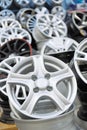 Various alloy wheels Royalty Free Stock Photo