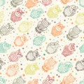 Various amusing owls seamless pattern