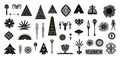 Various ancient elements. Abstract black shapes, maya, aztec ornament and pyramids. Decorative contemporary forms Royalty Free Stock Photo