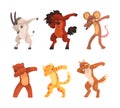 Various Animals Standing in Dub Dancing Pose Vector Set