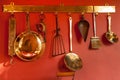 Antique copper kitchen utensils Royalty Free Stock Photo