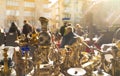 Various antique jars, jugs, pitchers at flea market with blurred customers and sellers in background, Ayranci Antika Pazari,