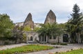 Various apartment houses and cave hotels on the street at the famous town Goreme, Cappadocia,Turkey Royalty Free Stock Photo