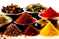 Various aromatic colorful spices and herbs. Royalty Free Stock Photo