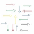 Various arrows in different colors and orientations are displayed on a white Royalty Free Stock Photo