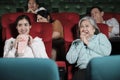 Various audiences are scared of watching thrillers and horror cinema in theater. Royalty Free Stock Photo