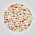 Various autumn icons in circle