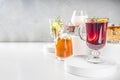 Various autumn winter alcohol cocktails Royalty Free Stock Photo