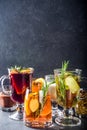 Various autumn winter alcohol cocktails Royalty Free Stock Photo