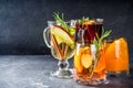 Various autumn winter alcohol cocktails Royalty Free Stock Photo