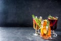Various autumn winter alcohol cocktails Royalty Free Stock Photo