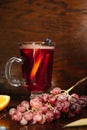 Various autumn or winter seasonal alcohol hot cocktails. Royalty Free Stock Photo