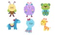 Various Babies Animals Cartoon Characters Colorful Vector Illustration Set Royalty Free Stock Photo