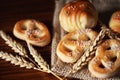 Various bakery products and pretzels Royalty Free Stock Photo