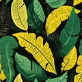 Various banana leaves, flutter, paper cut, Generative AI