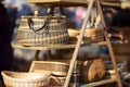 Baskets sold on Easter market in Vilnius. Annual spring fair hold in March on the streets of capital of Lithuania