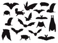 Various Bat Silhouettes Vector Illustration