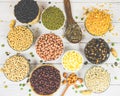 Various beans mix peas agriculture of natural healthy food for cooking ingredients / Different whole grains beans on bowl and